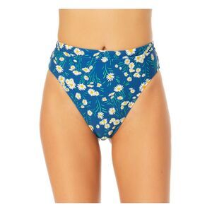 CALIFORNIA SUNSHINE Women's Blue Stretch High-Leg High Waisted Swimsuit Bottom L